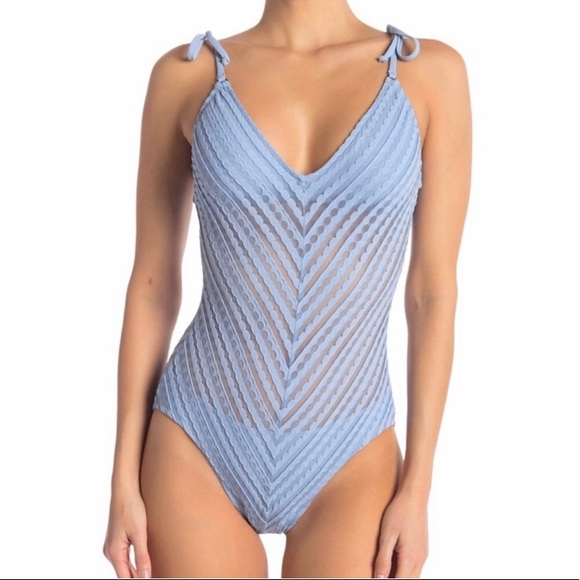 Robin Piccone Other - Robin Piccone One-Piece Mesh Swimsuit Light Blue Size 8